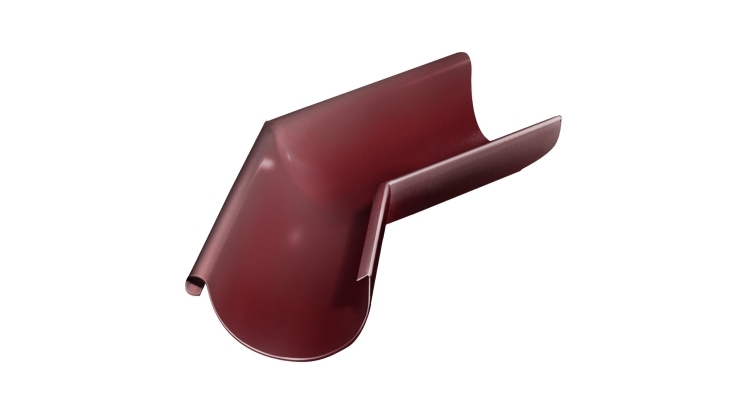 Угол желоба внешний Grand Line PU 135 гр 125 мм RAL 3005 красное вино