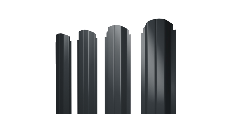 Штакетник П-образный А фигурный 0,45 Drap RAL 7016 антрацитово-серый