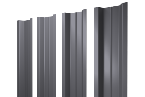 Штакетник П-образный В с прямым резом 0,45 PE RAL 7004 сигнальный серый
