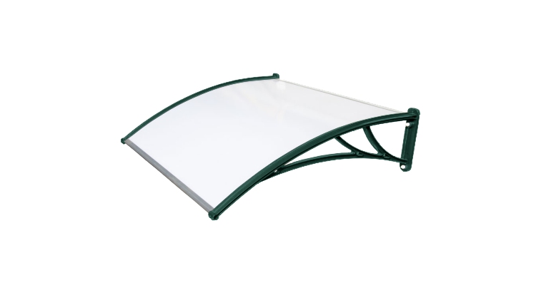 Козырек Krovent из поликарбоната 1200х930х280 молочный (зеленый кронштейн)