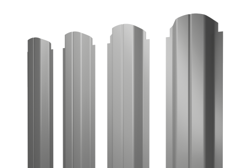 Штакетник П-образный А фигурный 0,45 PE RAL 9006 бело-алюминиевый